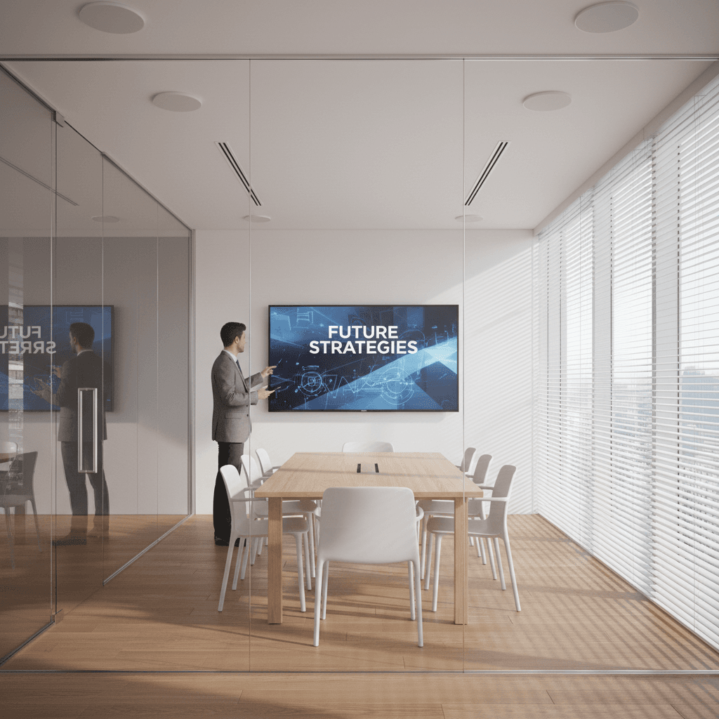 Corporate boardroom with integrated AV system